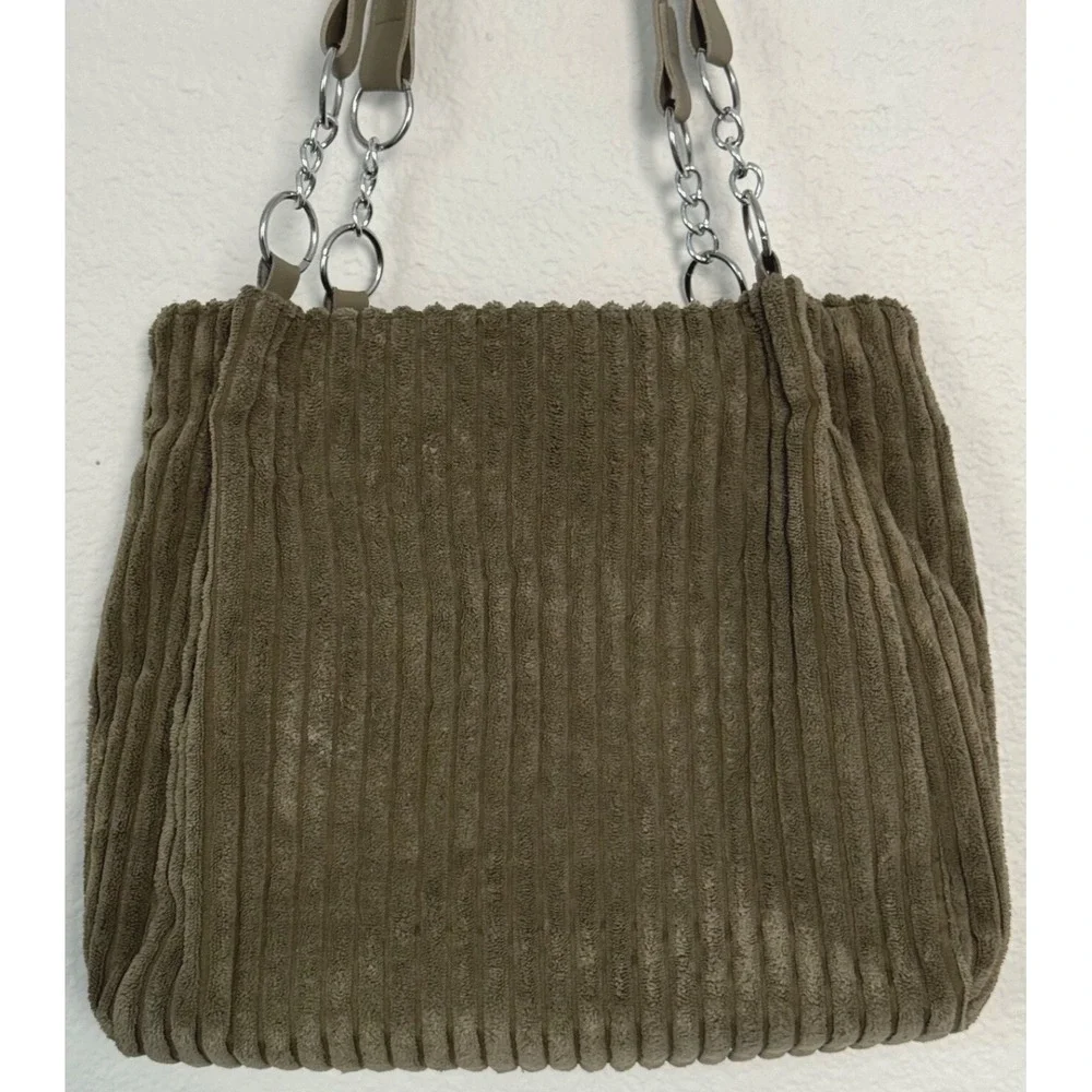 Meiduola‎ YYDS Corduroy Tote Bag Soft Green Ribbed Purse Tote Shoulder Bag